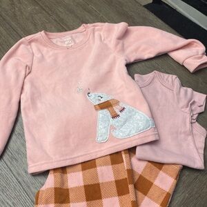 Carter’s baby girl 18 month 3pc set onesie and pants sweater 
NWOT